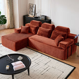 Sectional Sleeper Sofa & Storage Pockets, Modular Couch With Throw Pillows For Living Room