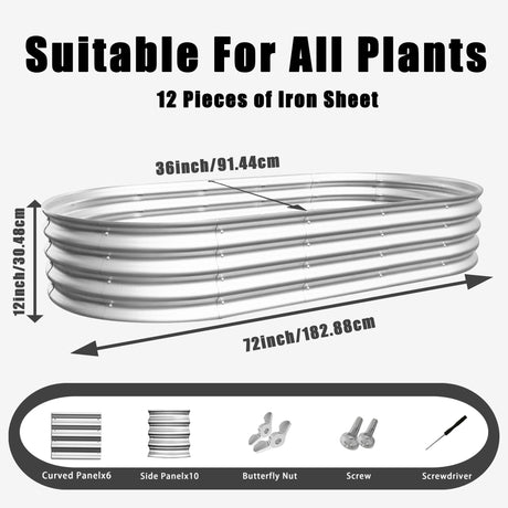 Heavy Duty Galvanized Raised Garden Bed Kit For Vegetables, Flowers & Herbs