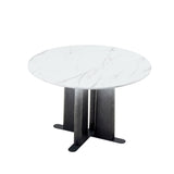 Round Dining Table With Cross Base, Modern Home Furniture