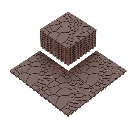 Stone Texture Patio Deck Tiles, 44 Pieces