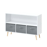 Bookcase With Collapsible Drawers, Book Display Organizer