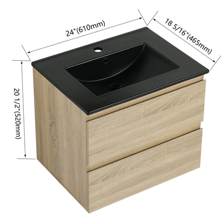 Wall Mounted Bathroom Vanity With Sink, 2 Soft Close Drawers