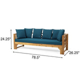 Outdoor Daybed With X-Shaped Panel Backrest And Armrests - Teak