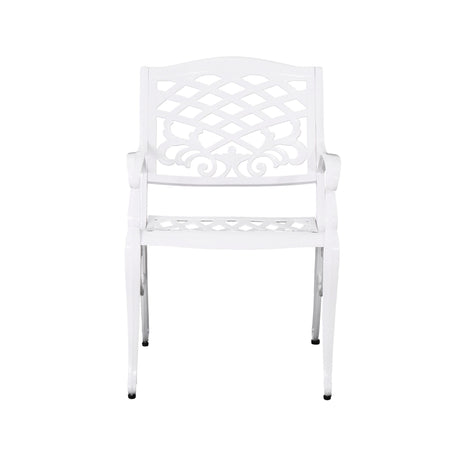 Unravel - Outdoor Arm Chair With Scroll Design And Floral Accents (Set of 2) - White
