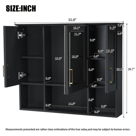 Modern Wall Mounted Medicine Cabinet With Adjustable Shelves, Soft Close Doors, High Define Mirror