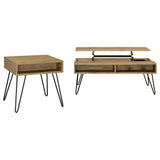 2 Piece Lift Top Coffee And End Table Set With Hairpin Legs - Golden Oak