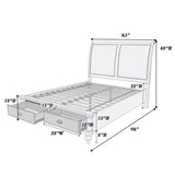 Bed With 2 Panel Upholstered Headboard And Footboard Drawers