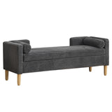 Upholstered Corduroy Flip Top Storage Bench For Living Room