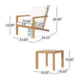 3 Piece Outdoor Chat Set With Table And 2 Adirondack Chairs - White / Brown Patina