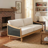3 Seater Sofa With Rattan Armrests