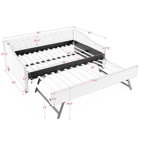 Upholstered Daybed With USB Charging & Pull Out Bed