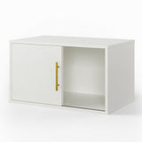 Cube Storage Organizer With Sliding Door Stackable Modular Bookshelf & Storage Cabinet - White