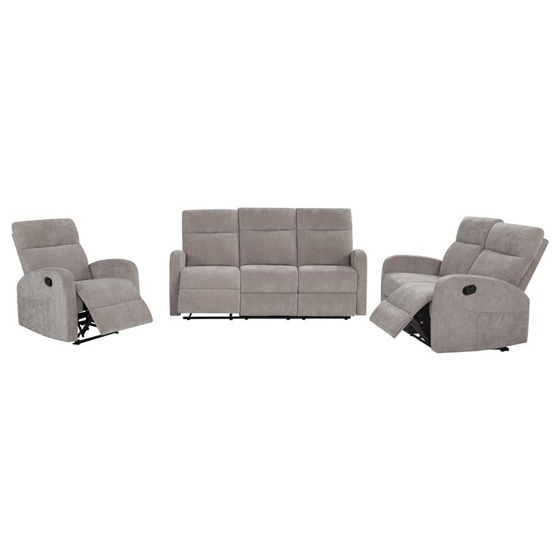 Hamilton Chenille Upholstered Manual Reclining Sofa Sand - 603371