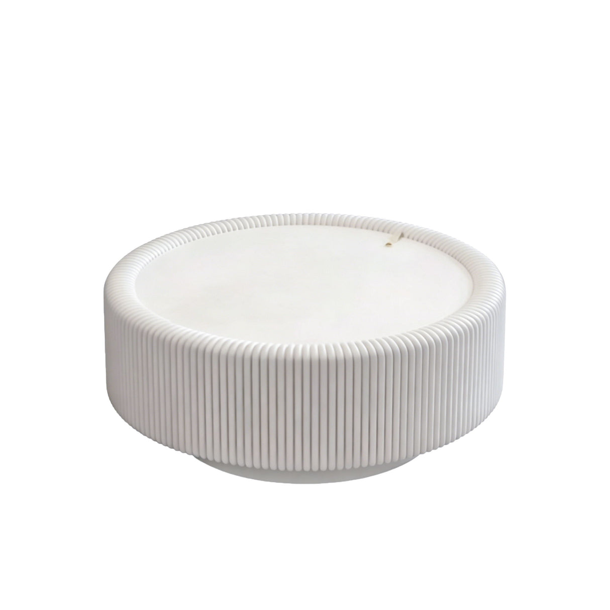 Round Fluted Coffee Table, Base & Hidden Storage - Snow White