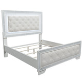 Eastern King Size Bed With LED Lights And Mirror Trim - Cream / Ivory