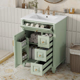 Freestanding Bathroom Vanity With Sink, 3 Drawers & Flip-Out Drawer