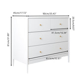 4 Drawer Kids Dresser With Antique Brass Pulls - White
