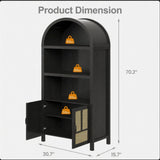 Arched Pantry Cabinet With Adjustable Storage & Doors - Black