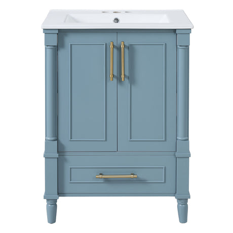 Bathroom Vanity With Ornate French Cylinder Legs, Soft Close Drawer