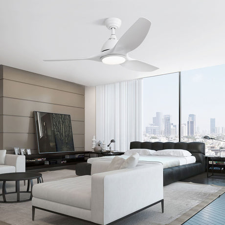 Ceiling Fan With Remote Control And LED Light, Blades, Reversible DC Motor For Indoor / Outdoor Use - White