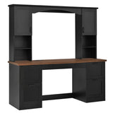 Farmhouse Computer Desk With Hutch