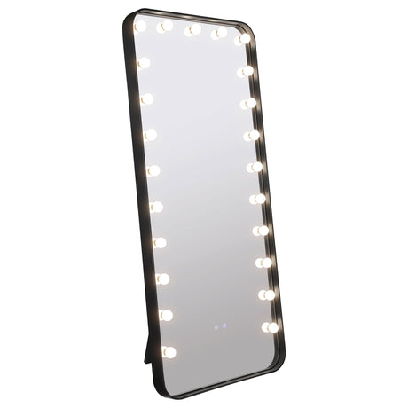 Villancourt - LED Standing Mirror With Speakers - Black