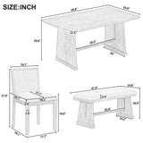 Dining Set With Rectangular Table, 4 Upholstered Chairs & 1 Padded Bench