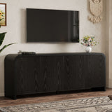 Curved Edge TV Stand With Large Cabinets