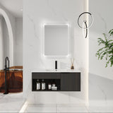 Wall Mounted Floating Bathroom Vanity With Open Shelf & Soft Close Door