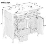 Bathroom Vanity With Sink, 3 Drawers & 2 Doors