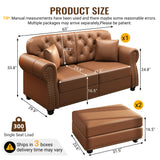 Upholstered Sofa With Nailhead Trim, Rolled Armrests With Ottoman