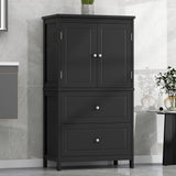 Bathroom Storage Cabinet With 2 Doors And Drawers, Adjustable Shelf