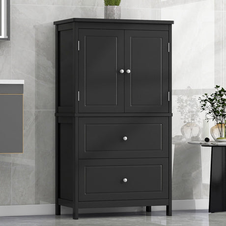 Bathroom Storage Cabinet With 2 Doors And Drawers, Adjustable Shelf