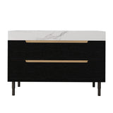 Bathroom Vanity With Undermount Sink, 4 Drawers Storage, Free Standing / Wall Mounted - Black / White
