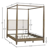 Queen Canopy Bed Frame With Upholstered Headboard - Brown