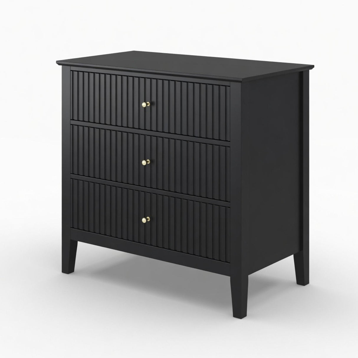 Fluted 3 Drawer Nightstand With Soft Close Slides