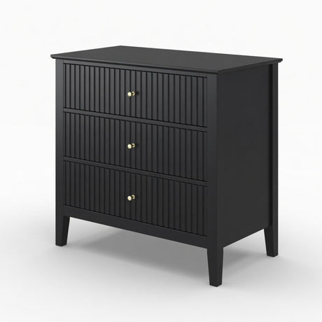 Fluted 3 Drawer Nightstand With Soft Close Slides