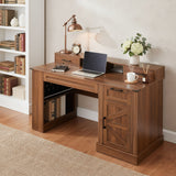Office Desk With Storage Cabinet, Charging Station, Monitor Stand & Pegboard