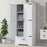 Tall Bathroom Storage Cabinet With 2 Doors And 2 Drawer, Adjustable Shelf - White