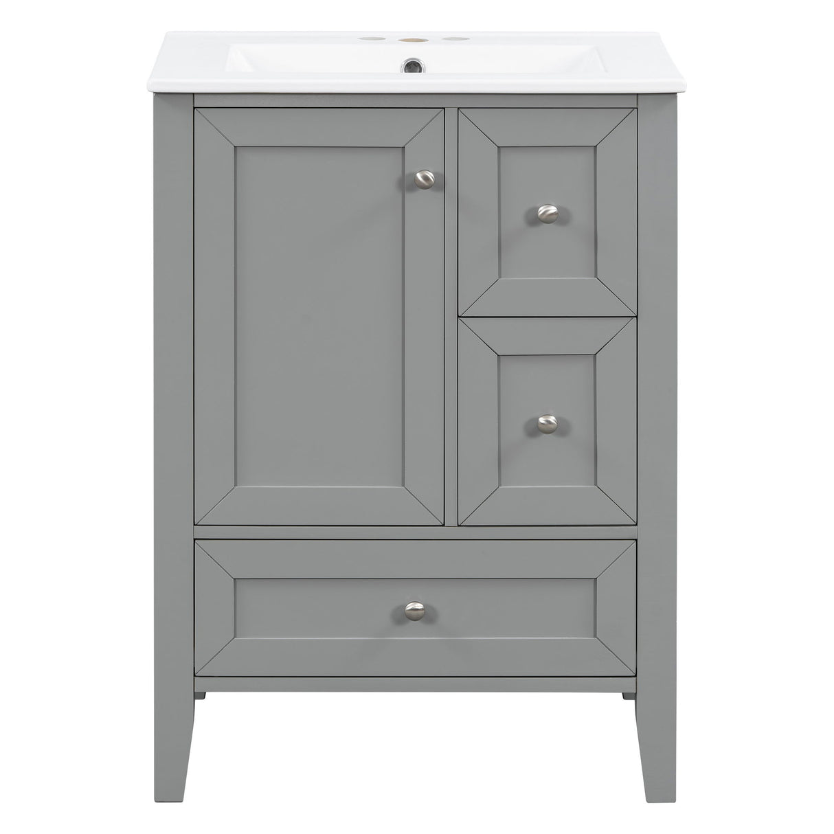 Modern Bathroom Vanity With Sink, Freestanding Cabinet With Drawers And Shelves