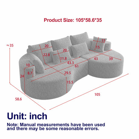 Curved Oversized Sectional Sofa With Extra Deep Seat