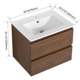 Wall Mounted Bathroom Vanity & Sink, 2 Soft Close Drawers