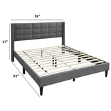 Full Size Bed Upholstered Box Headboard - Gray