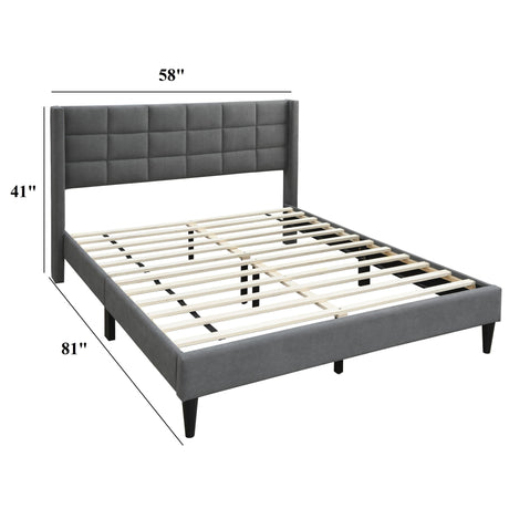 Full Size Bed Upholstered Box Headboard - Gray