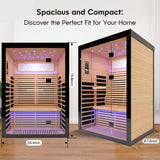 Luxury Double Far Infrared Sauna Room With Epoxy Heating Plates And Starry Sky Lighting - Black / Natural