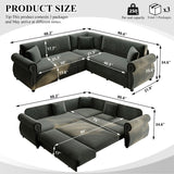 L-Shaped Sofa Couch With Pull-Out Bed