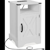 Farmhouse Nightstand, Charging Station & Storage