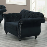 Tufted Chair With Nailhead Trim For Living Room - Black