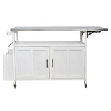 Foldable Outdoor Kitchen Island With Lockable Wheels, Storage Cabinet And Towel Rack For Patio