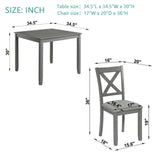 5 Piece Dining Table Set With 4 Chairs For Kitchen - Gray